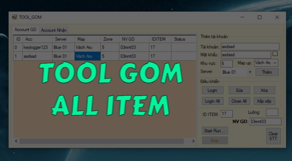 TOOL GOM ITEM VẬT PHẨM NRO HSNR